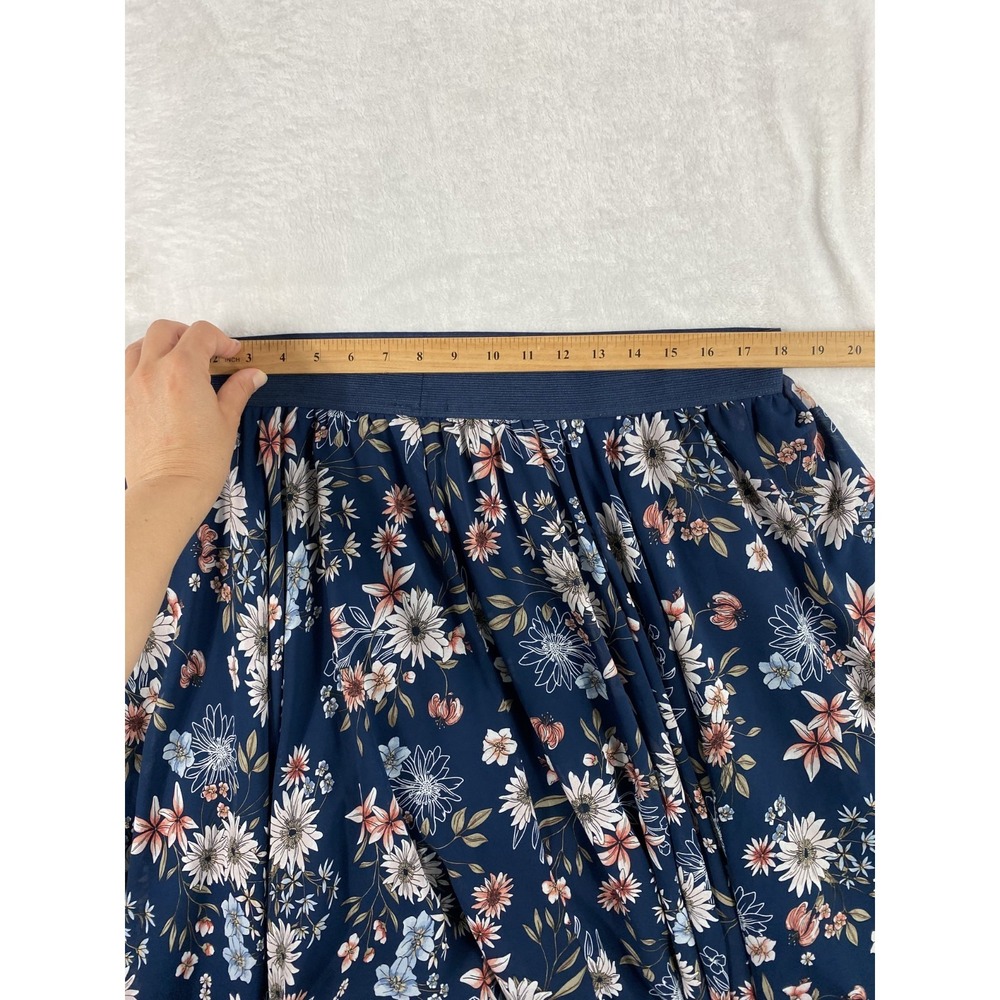 2/$30 Torrid Chiffon Midi Skirt Women Sz 2X Blue Floral Flare Cottage Romantic - Picture 6 of 13